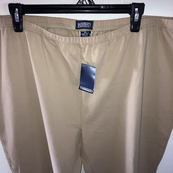 lands end Pants 2X 20 22W Beige NEW  Pull On Elastic Minimalist 36” + Stretch - Picture 2 of 4